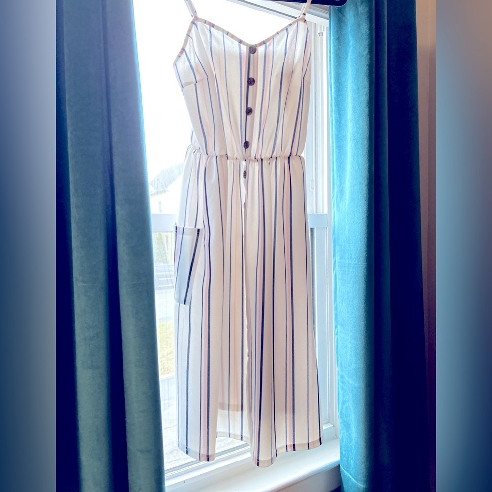Pinstripe sundress with POCKETS!! Perfect midi with a Vintage Vibe